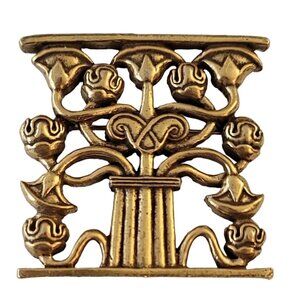 Metropolitan Museum of Art Gold Tone Corbel Flower Tree of Life Pin Brooch, M601